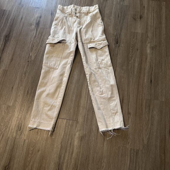 Isabel Marant Étoile Beige High-Rise Utility Cargo Pants RawHem Women FR 38 US 6 - Picture 7 of 16